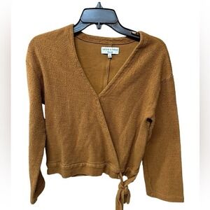 Madewell Texture & Thread Wrap Shirt small Terra Cotta V-Neck Orange NWOT Size S